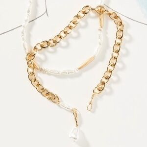 Chain Link & Pearl Necklace Set | Anthropologie